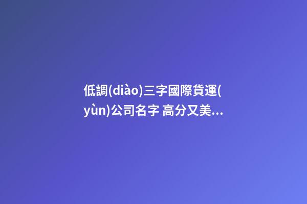 低調(diào)三字國際貨運(yùn)公司名字 高分又美觀-第1張-公司起名-玄機(jī)派